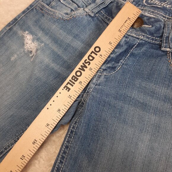 Candie's Women's Blue Low Rise Distressed Cuffed Denim Jeans Size 1 - Picture 6 of 8